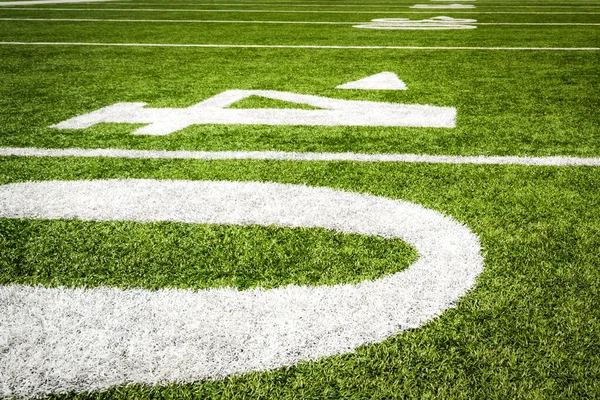 Close Forty Yard Line American Football Field Artificial Turf — Stock Photo, Image