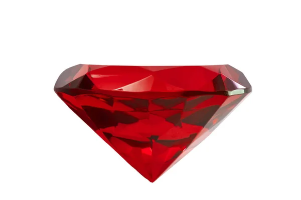Koncepcja Biżuterii Kamieni Szlachetnych Bliska Czerwonym Rubinowym Kamieniu Odizolowanym Białym — Zdjęcie stockowe