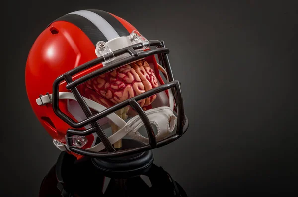 American Football Concussion Protocol Concept Brain Wearing Football Helmet Protection — Stock Photo, Image