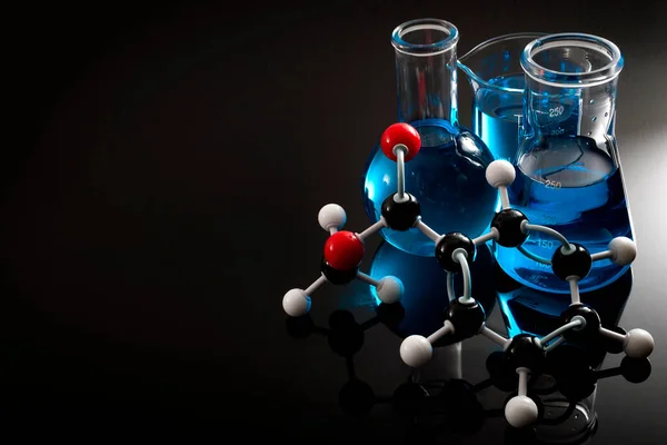 Conceito Pesquisa Química Orgânica Classe Ciências Stem Com Uma Molécula — Fotografia de Stock