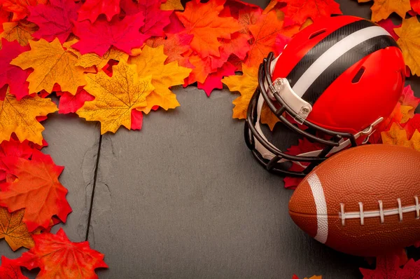 Thanksgiving American Football Game Concept Copy Space Generic Helmet Ball — Stock Photo, Image