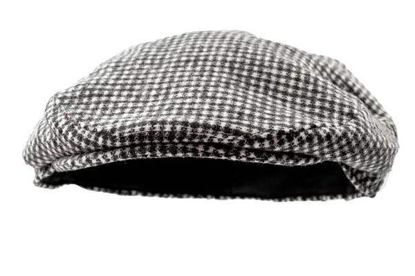 Berretto Piatto Tweed Caccia Grigio Galleggiante Berretto Newsboy Isolato Sfondo — Foto Stock