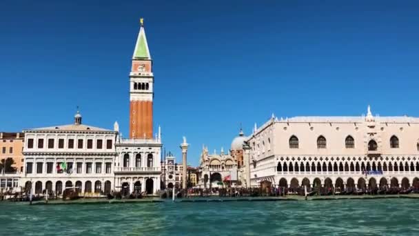 San Marco plein waterkant, Venetië — Stockvideo