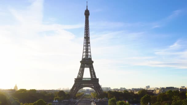 Tour eiffel y desde Trocadero, París — Vídeo de stock