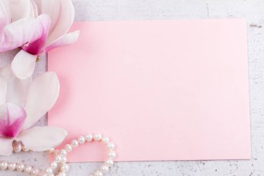 Manolya çiçek lay düz sahne