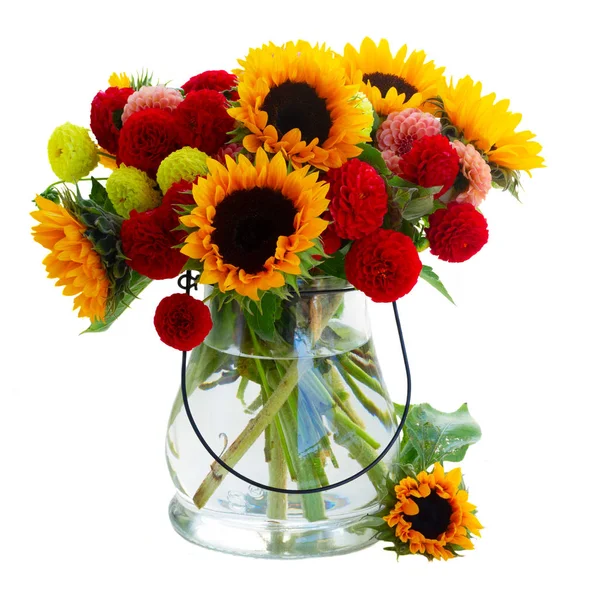 Dahlia en zonnebloemen — Stockfoto