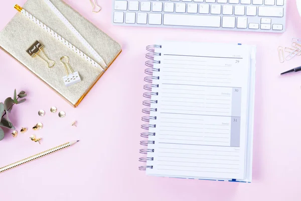 Flat lay home office workspace — Stock Photo, Image