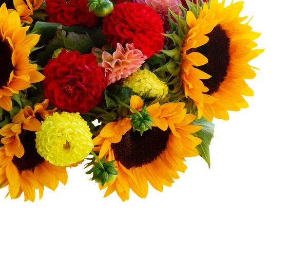 Dahlia and sunflowers — Stock Photo, Image