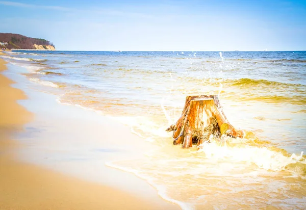 Larga playa de arena blanca de Sopot — Foto de Stock