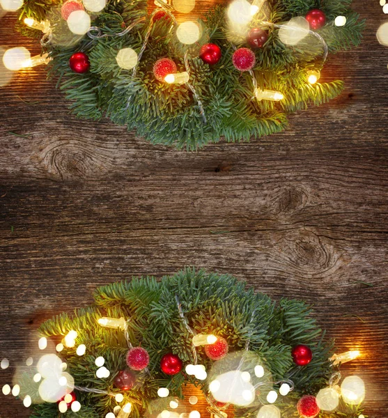 Christmas wreath with lights — Stock Photo, Image