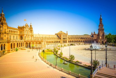 görünümünü Plaza de Espana, Sevilla, İspanya