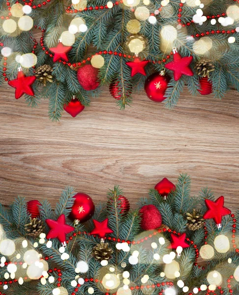 Decorated fir tree border — Stock Photo, Image
