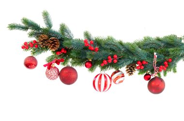 Beyaz üzerine Noel çelengi