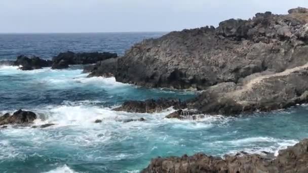 Φυσικές Πισίνες Antlantic Ωκεανό Τενερίφη — Αρχείο Βίντεο