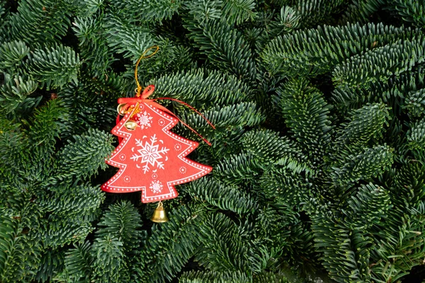 Рождественский фон с вечнозеленой елкой — стоковое фото
