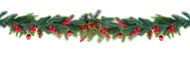 Beyaz üzerine Noel çelengi