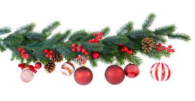 Beyaz üzerine Noel çelengi