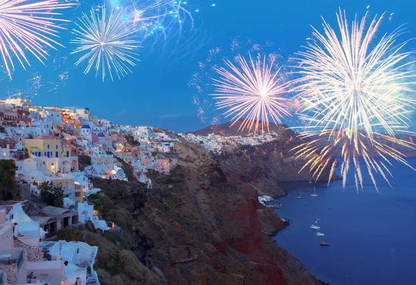 Oia village at night, Santorini — Stock Photo, Image