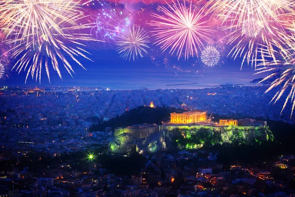 Stadsgezicht van Athene 's nachts, Griekenland — Stockfoto