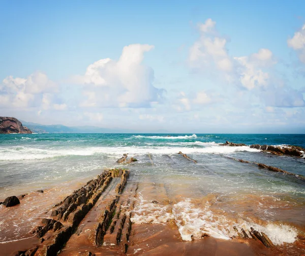 Wybrzeże Zumaia, Pais Vasco Hiszpania — Zdjęcie stockowe