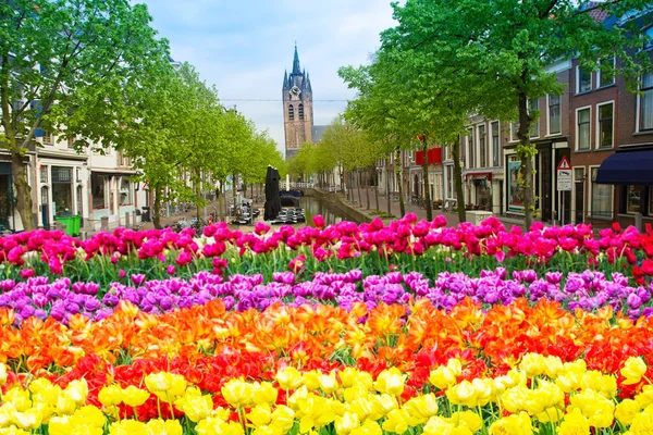 Città vecchia di Delft in primavera, Olanda — Foto Stock