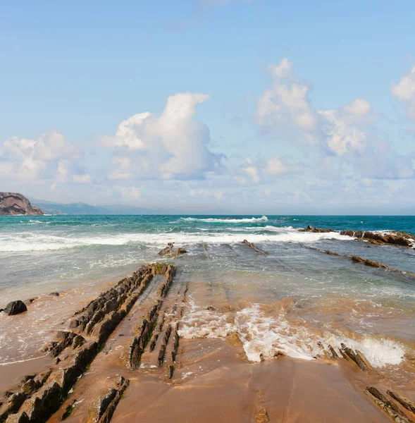 Wybrzeże Zumaia, Pais Vasco Hiszpania — Zdjęcie stockowe