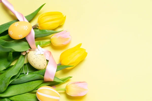 Easter scene with colored eggs — Stock Photo, Image