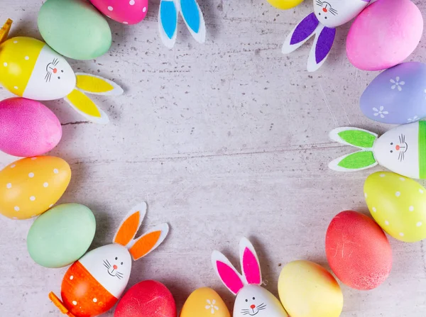 Easter scene with colored eggs — Stock Photo, Image