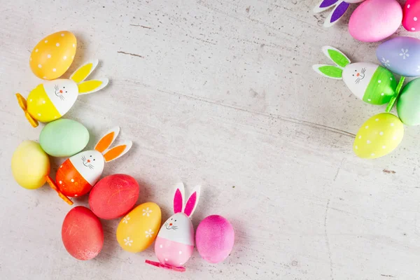 Easter scene with colored eggs — Stock Photo, Image