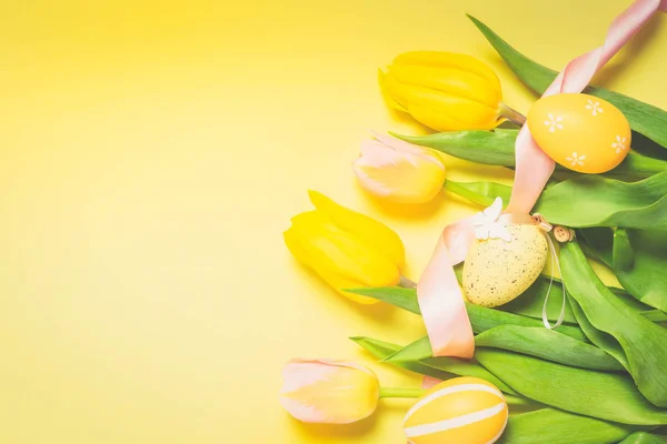 Easter scene with colored eggs — Stock Photo, Image