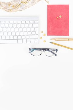 Üst görünüm ev ofis çalışma alanı