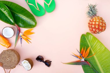 Yaz düz sahne strelizia çiçeklerle yatıyordu.