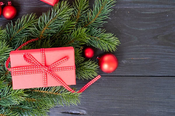 Christmas flat lay scene with golden decorations — Stock Photo, Image