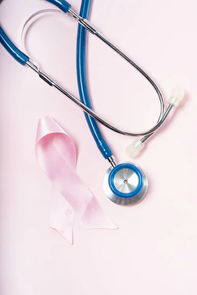 Pink ribbon, symbol of breast cancer awareness — Stock Photo, Image