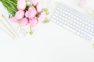Üst görünüm ev ofis çalışma alanı