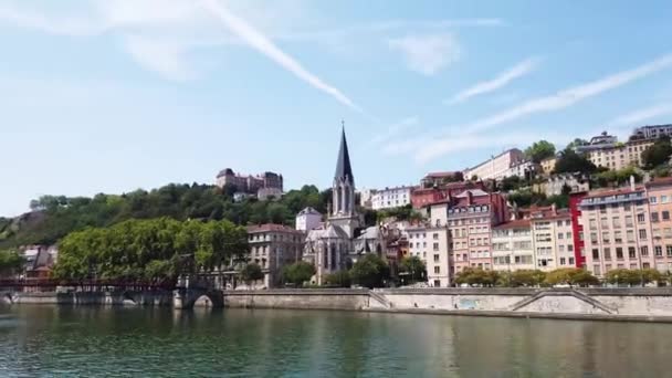 Λυών, Γαλλία σε μια όμορφη καλοκαιρινή μέρα — Αρχείο Βίντεο