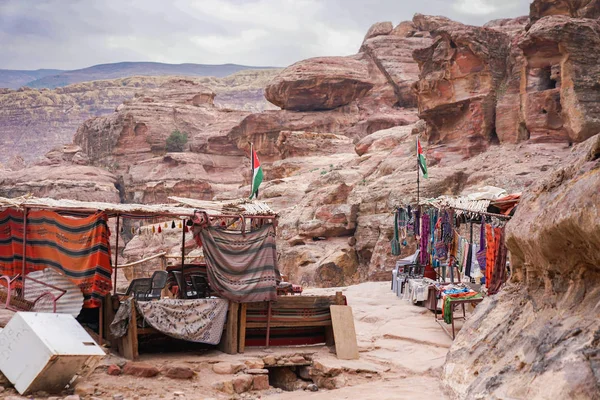 Handelsplats Gammal Övergiven Rock Staden Petra Jordanien Petra Nya Sju — Stockfoto