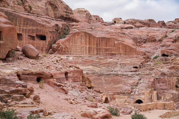 Antigua Ciudad Rocosa Abandonada Petra Jordania Petra Una Las Nuevas — Foto de Stock