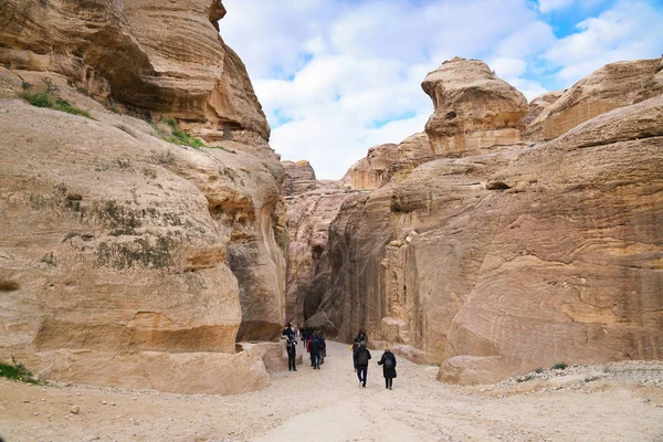 Forntida Övergivna Klippstaden Petra Jordanien Petra Ett Världens Sju Nya — Stockfoto