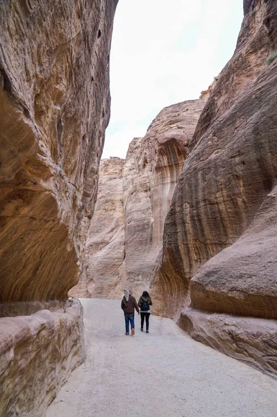 Antigua Ciudad Rocosa Abandonada Petra Jordania Petra Una Las Nuevas — Foto de Stock