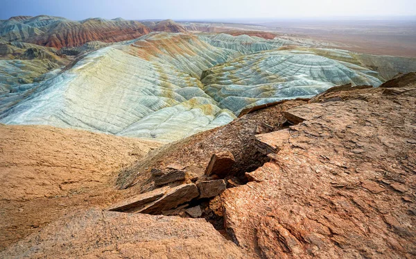 Extrañas Montañas Capas Parque Del Desierto Altyn Emel Kazajstán Geológico — Foto de Stock