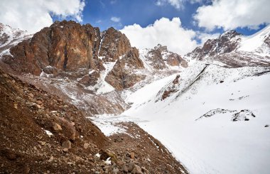 Karlı dağ gölü Zaili Alatay Almatı, Kazakistan'ın dağ Gölü