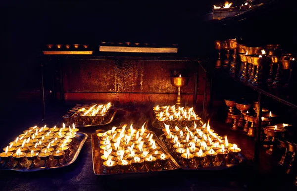 Buddhistische Friedenslampe Bodnath Tempel Kathmandu Der Hauptstadt Nepals — Stockfoto