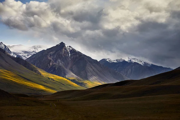 Hermoso Paisaje Montaña Nevada Verde Valle Terskey Alatau Kirguistán — Foto de Stock
