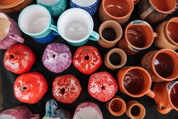 Atelier fait tasses en céramique. Vue du dessus . — Photo