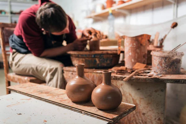Potter at work. Workshop place. — Stock Photo, Image
