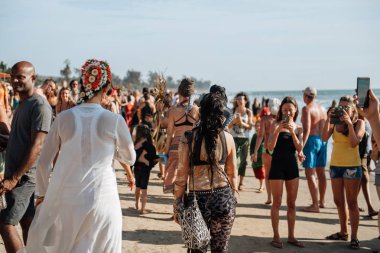 Ucube geçit töreni. Arambol, Goa, India karnaval. 8 Şubat 2018