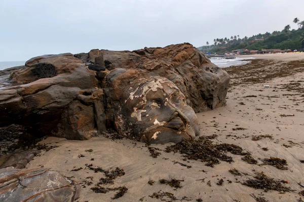 Shiva face on Vagator beach in Goa, India. — Stock Photo, Image