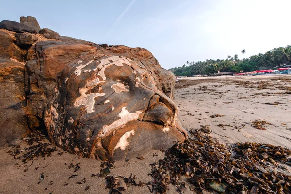 Shiva face op Vagator Beach in Goa, India — Stockfoto