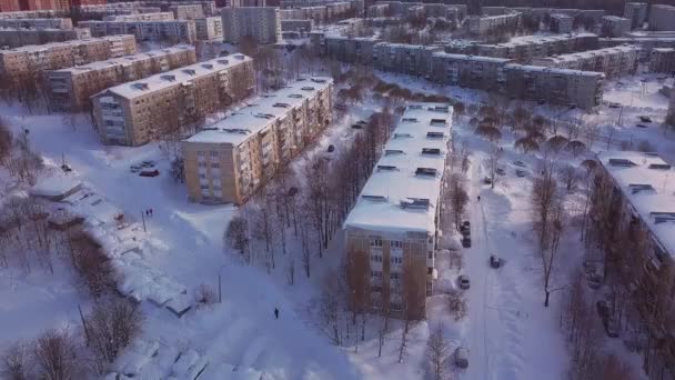 Σοβιετικά Σπίτια Στην Πόλη Θέα Από Τηλεκατευθυνόμενο — Αρχείο Βίντεο